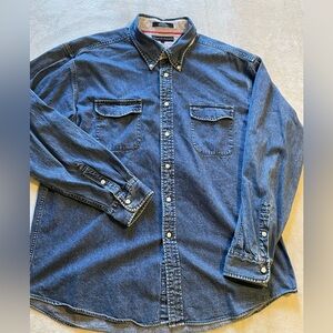 Tommy Hilfiger Denim Jean Shirt Mens XXL Button Down Long Sleeve Western
